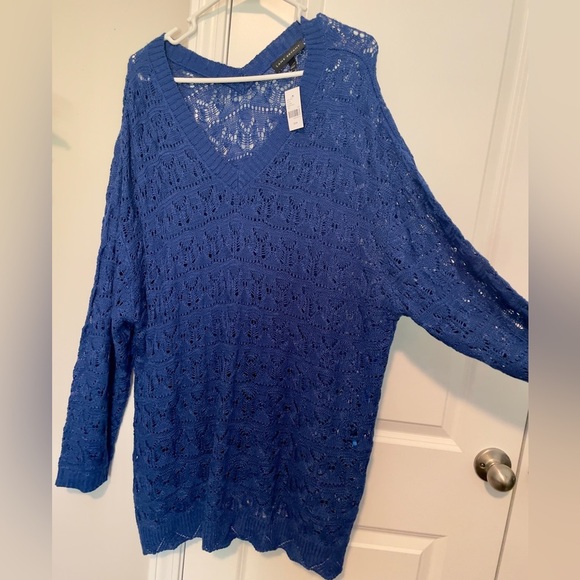 NWT Plus Size Lane Bryant Crochet Knit Sweater Royal Blue, 22W/24W, Beach Vacay - Picture 4 of 10